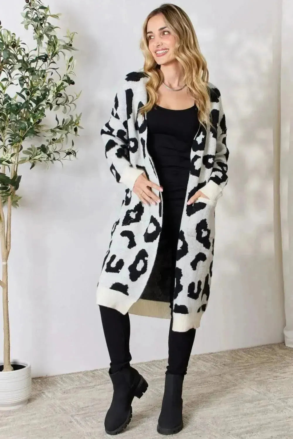 BiBi Leopard Open Front Cardigan - Bad Moms Club