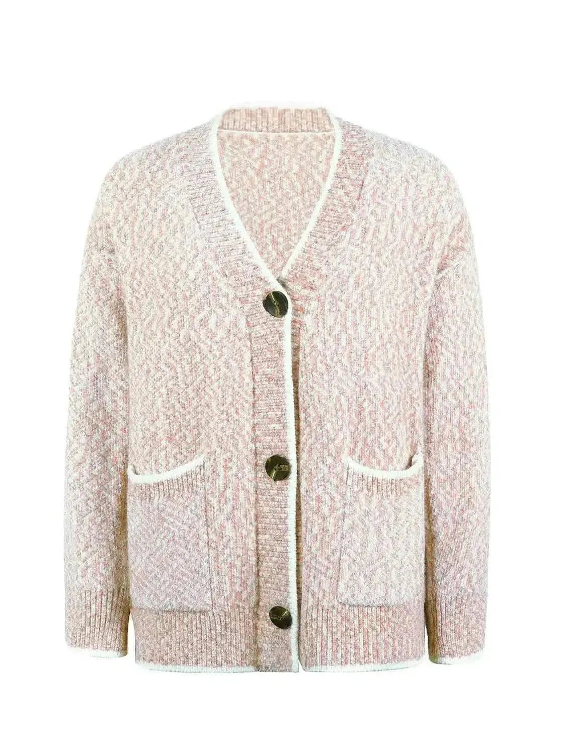 Button Down V-Neck Cardigan with Pockets - Bad Moms Club