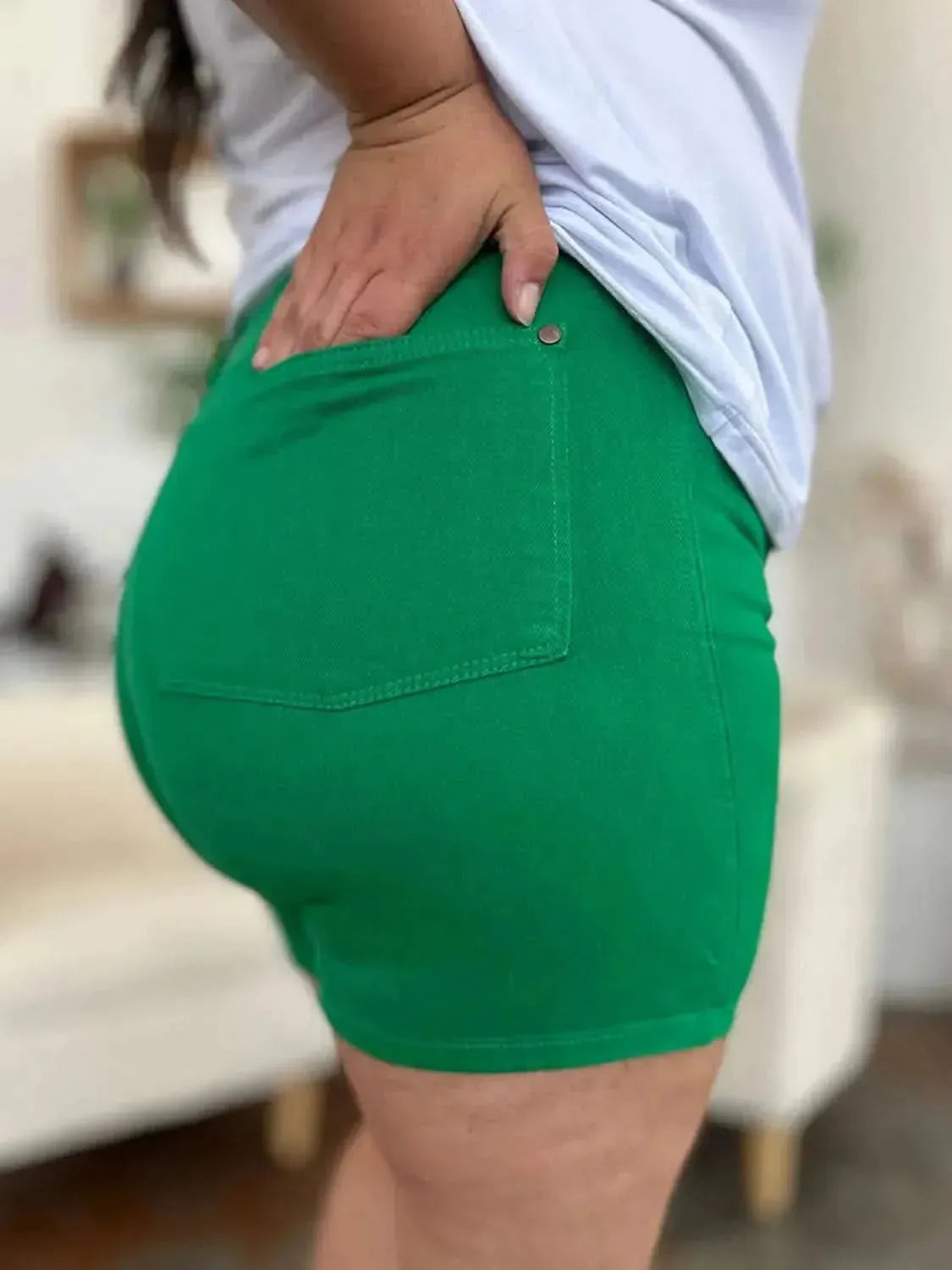 Judy Blue Full Size Tummy Control Garment Dyed Denim Shorts - Bad Moms Club