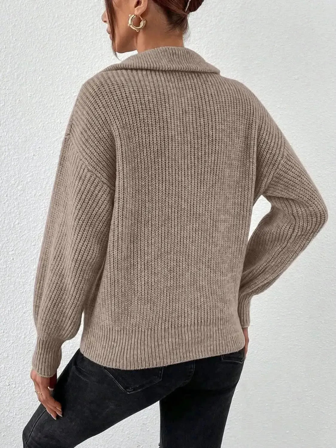 Honey Half Zip Dropped Shoulder Sweater - Bad Moms Club