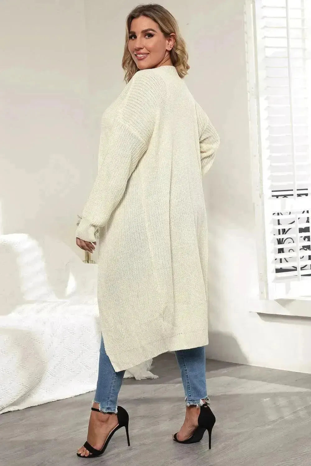 Plus Size Open Front Long Sleeve Cardigan - Bad Moms Club