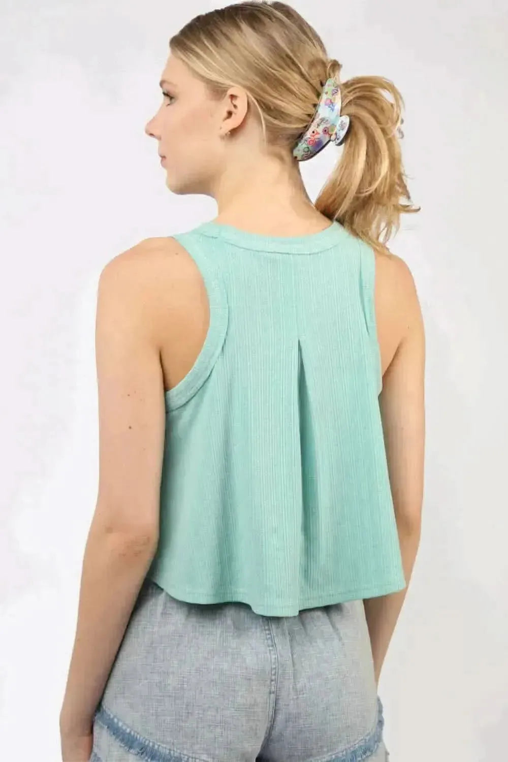 VERY J V-Neck Knit Swing Cropped Tank - Bad Moms Club