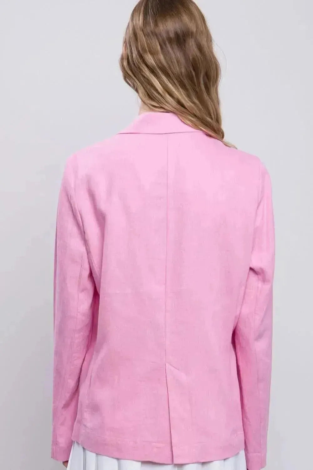 Love Tree One-Button Long Sleeve Linen Blazer - Bad Moms Club