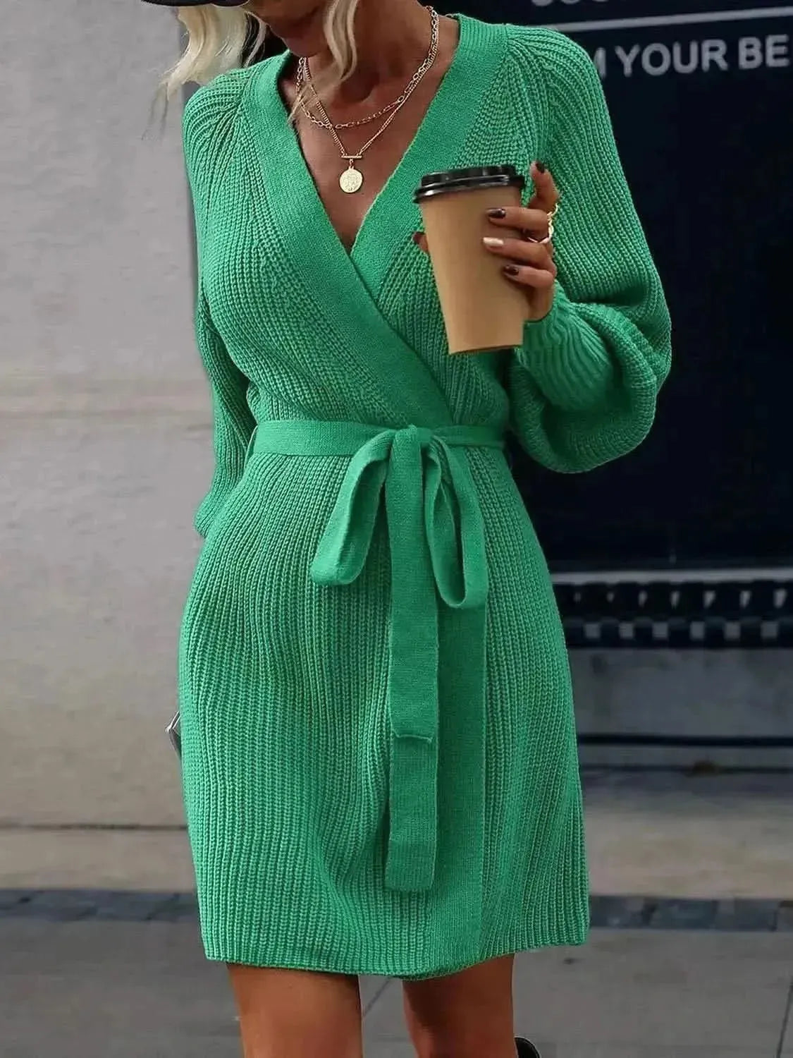 Open Front Lantern Sleeve Tied Cardigan - Bad Moms Club