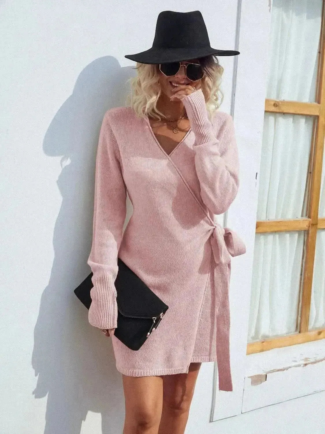 Tied Open Front Long Sleeve Cardigan - Bad Moms Club