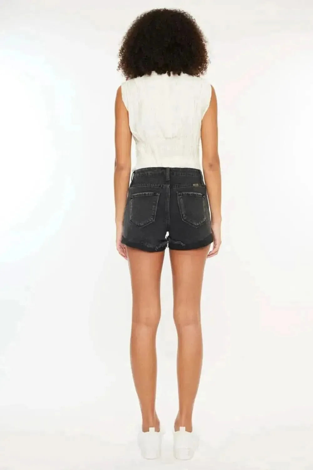 Kancan High Waist Distressed Denim Shorts - Bad Moms Club