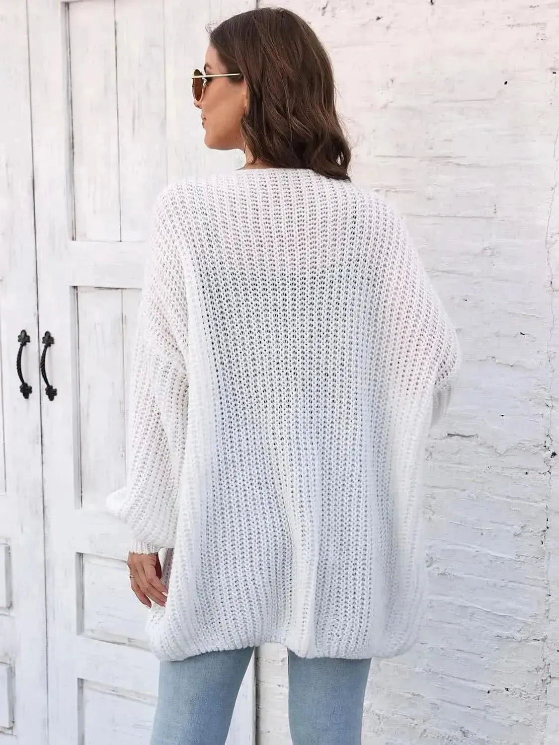 Open Front Dropped Shoulder Longline Cardigan - Bad Moms Club