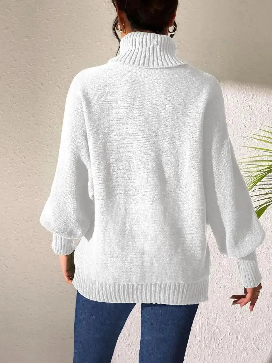 Heart Turtleneck Long Sleeve Sweater - Bad Moms Club