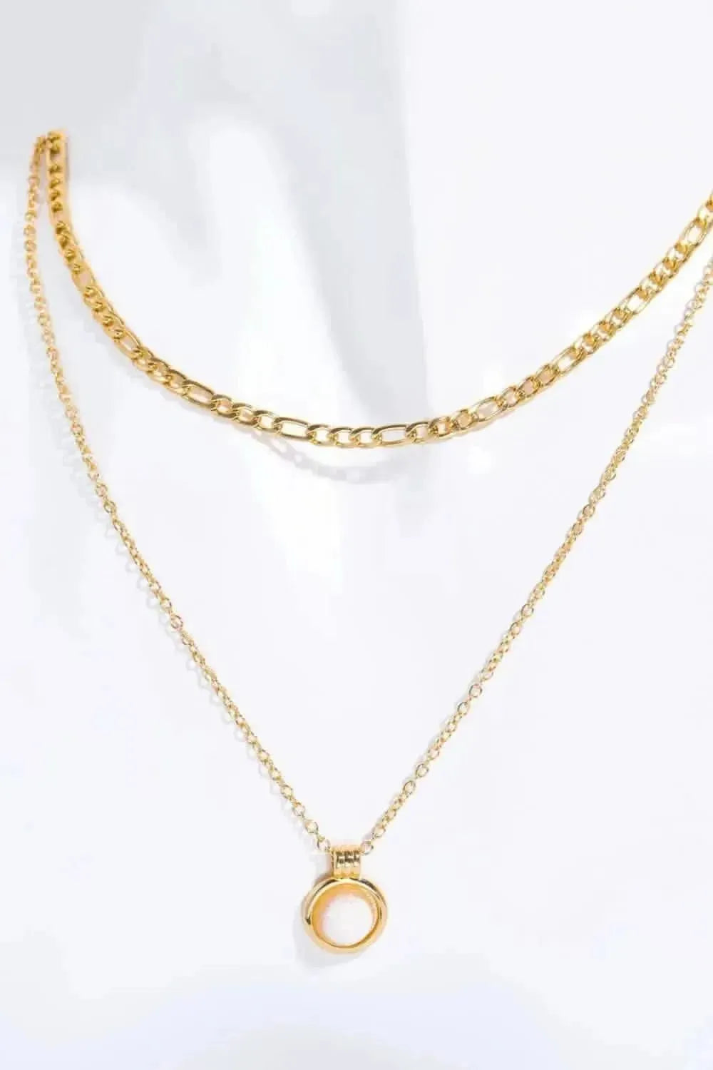 Copper 14K Gold-Plated Round Shape Aventurine Pendant Necklace - Bad Moms Club