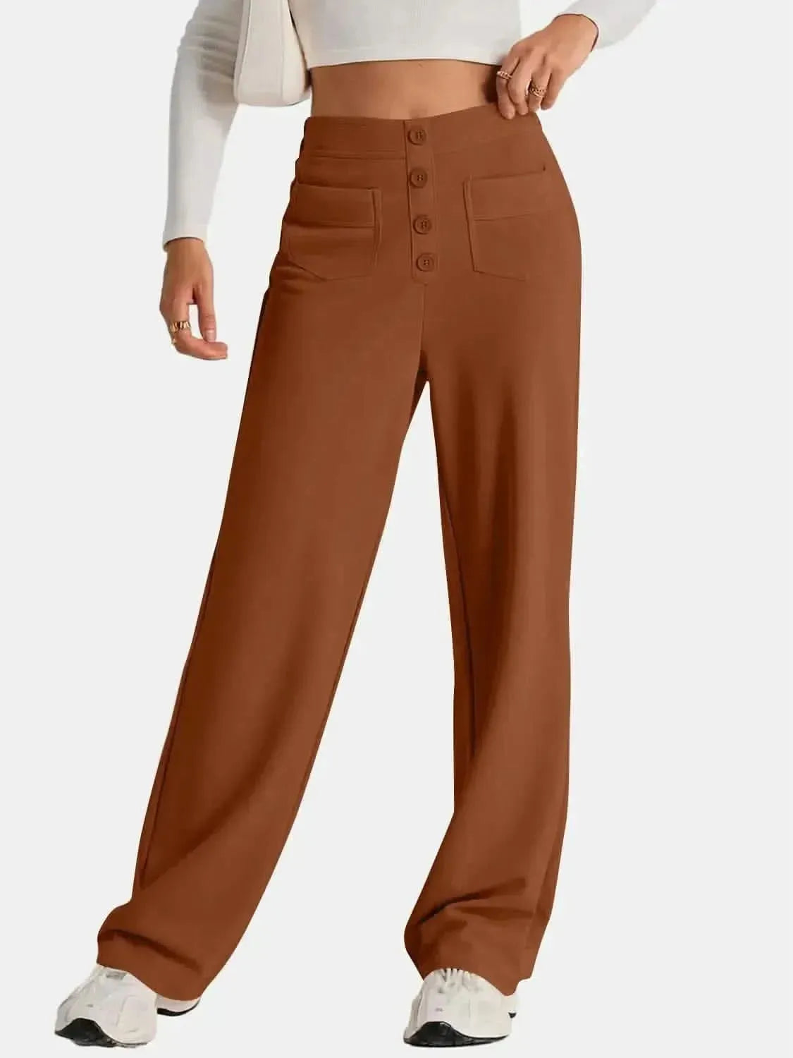 High Waist Wide Leg Pants - Bad Moms Club