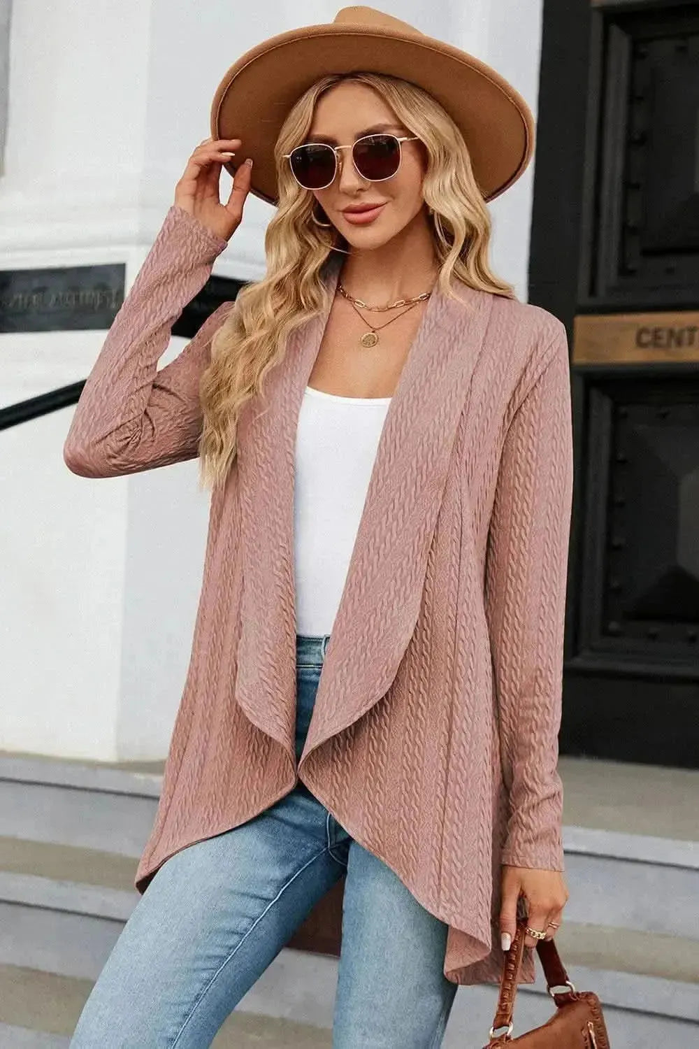 Open Front Long Sleeve Cardigan - Bad Moms Club
