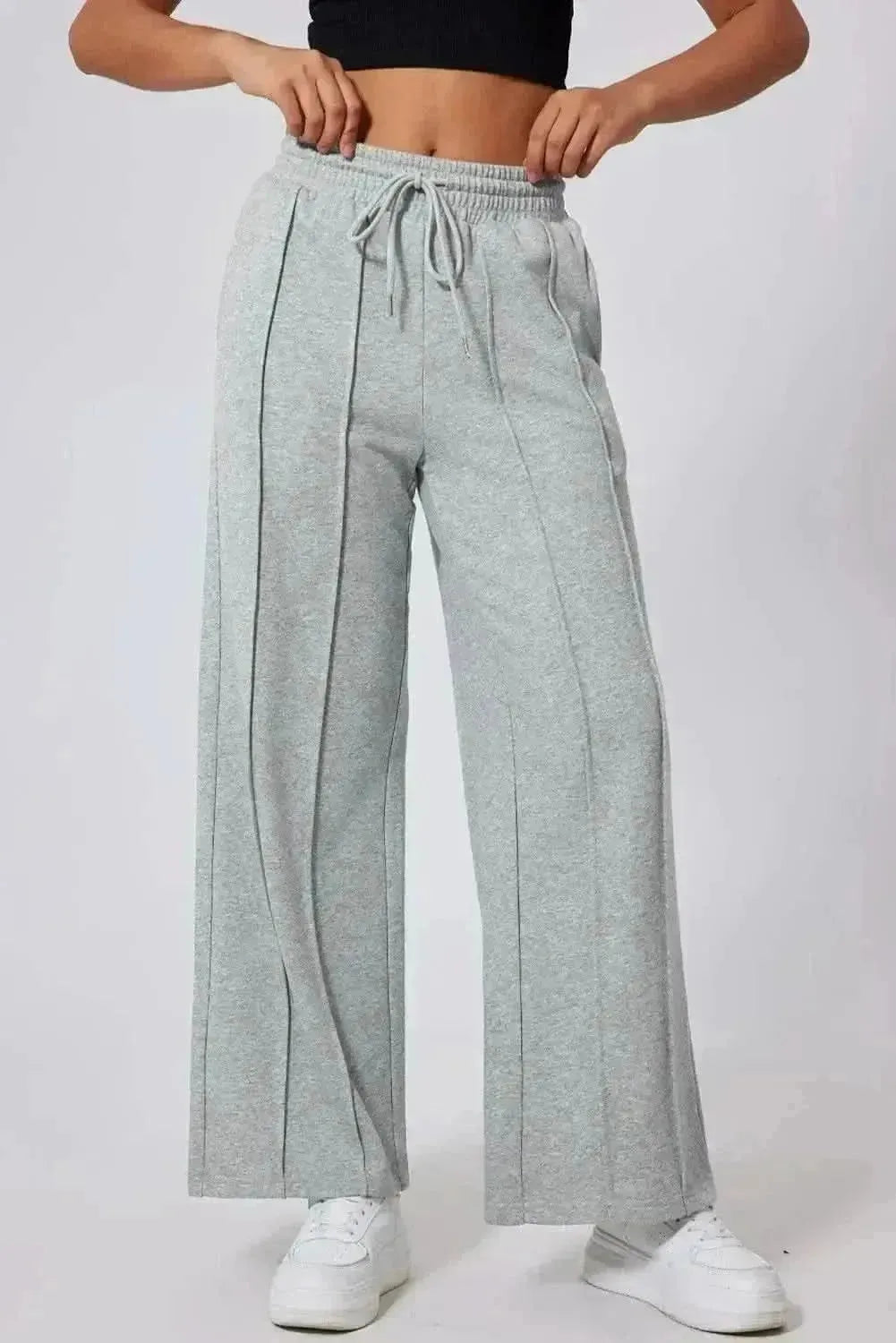 Drawstring Wide Leg Active Pants - Bad Moms Club