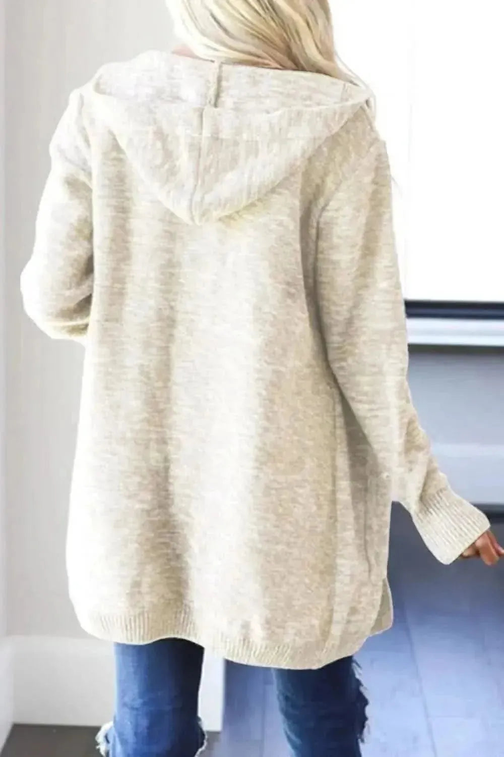 Heathered Open Front Cardigan with Pockets - Bad Moms Club
