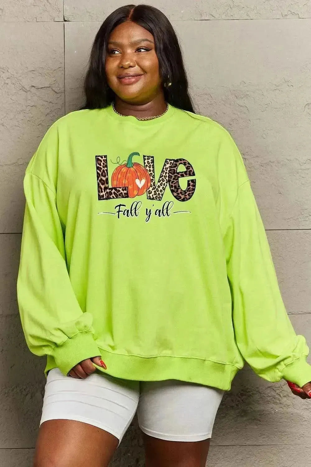 Simply Love Full Size LOVE FALL Y'ALL Graphic Sweatshirt - Bad Moms Club