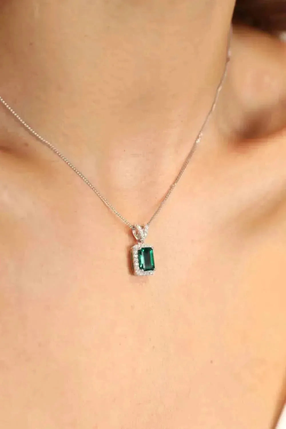 Adored 1.25 Carat Lab-Grown Emerald Pendant Necklace - Bad Moms Club