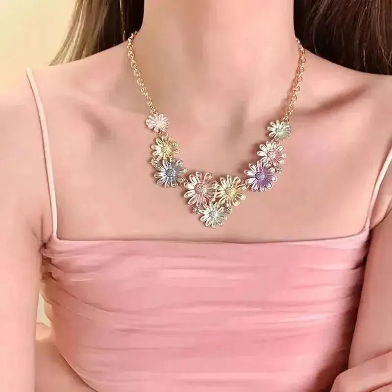 Alloy Rhinestone Daisy Necklace - Bad Moms Club