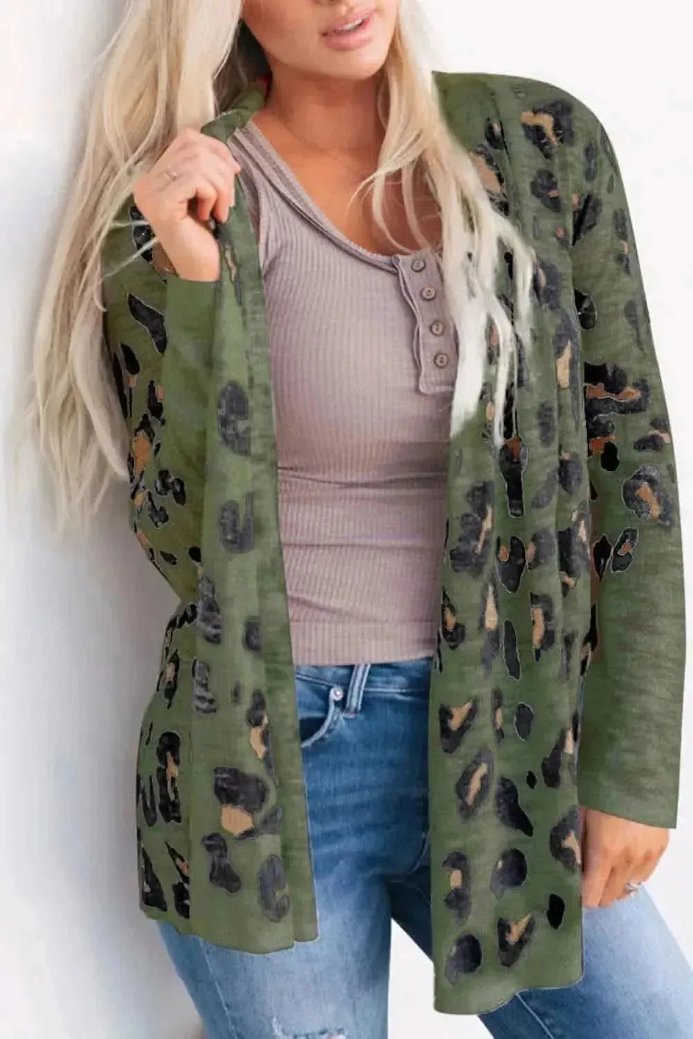 Printed Long Sleeve Cardigan - Bad Moms Club