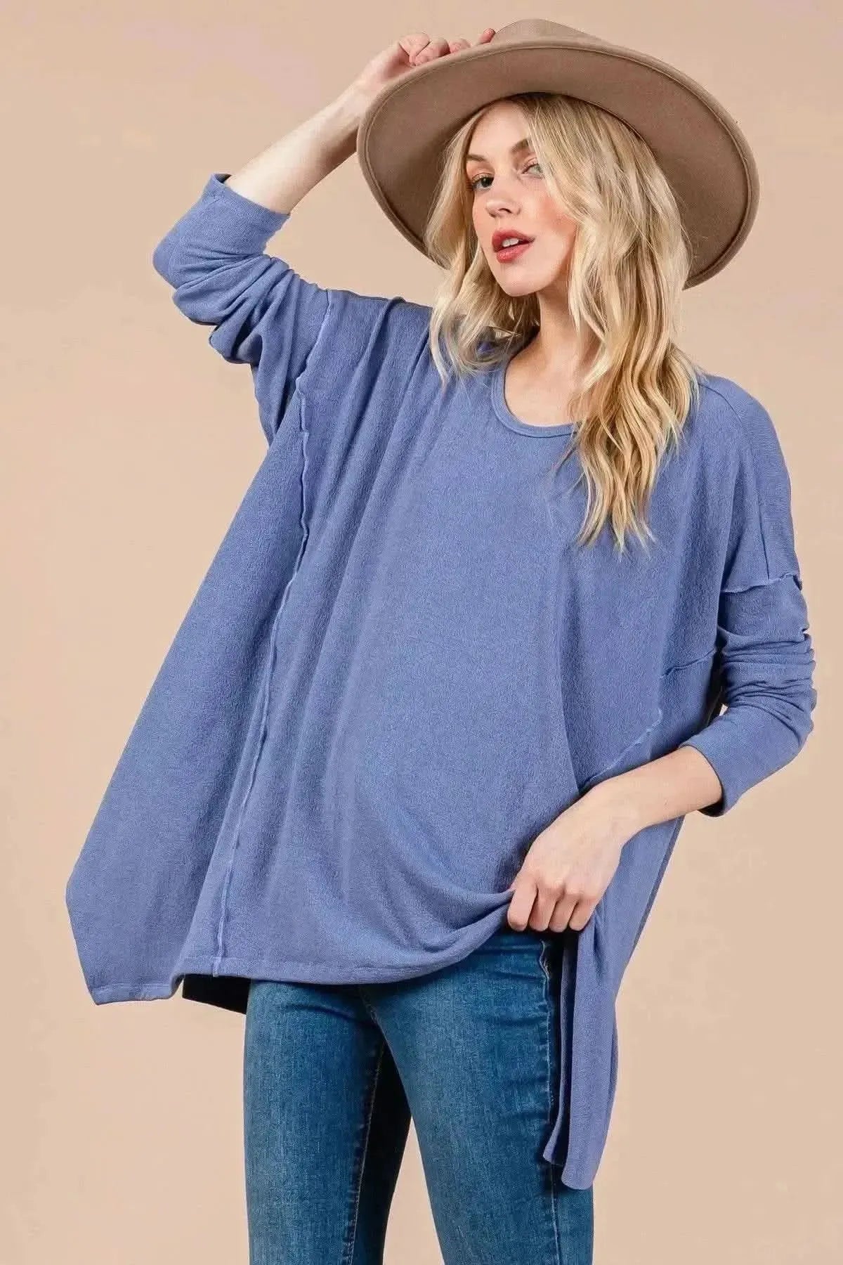 Ces Femme Asymmetrical Long Sleeve top - Bad Moms Club