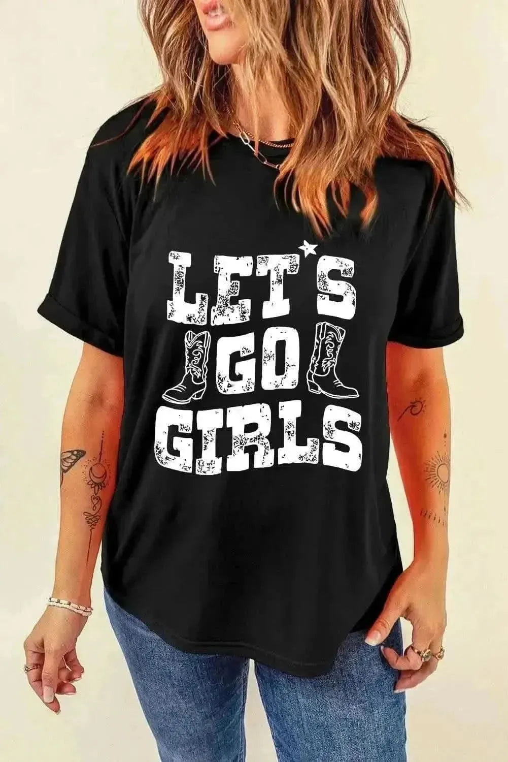 Letter Graphic Round Neck Short Sleeve T-Shirt - Bad Moms Club