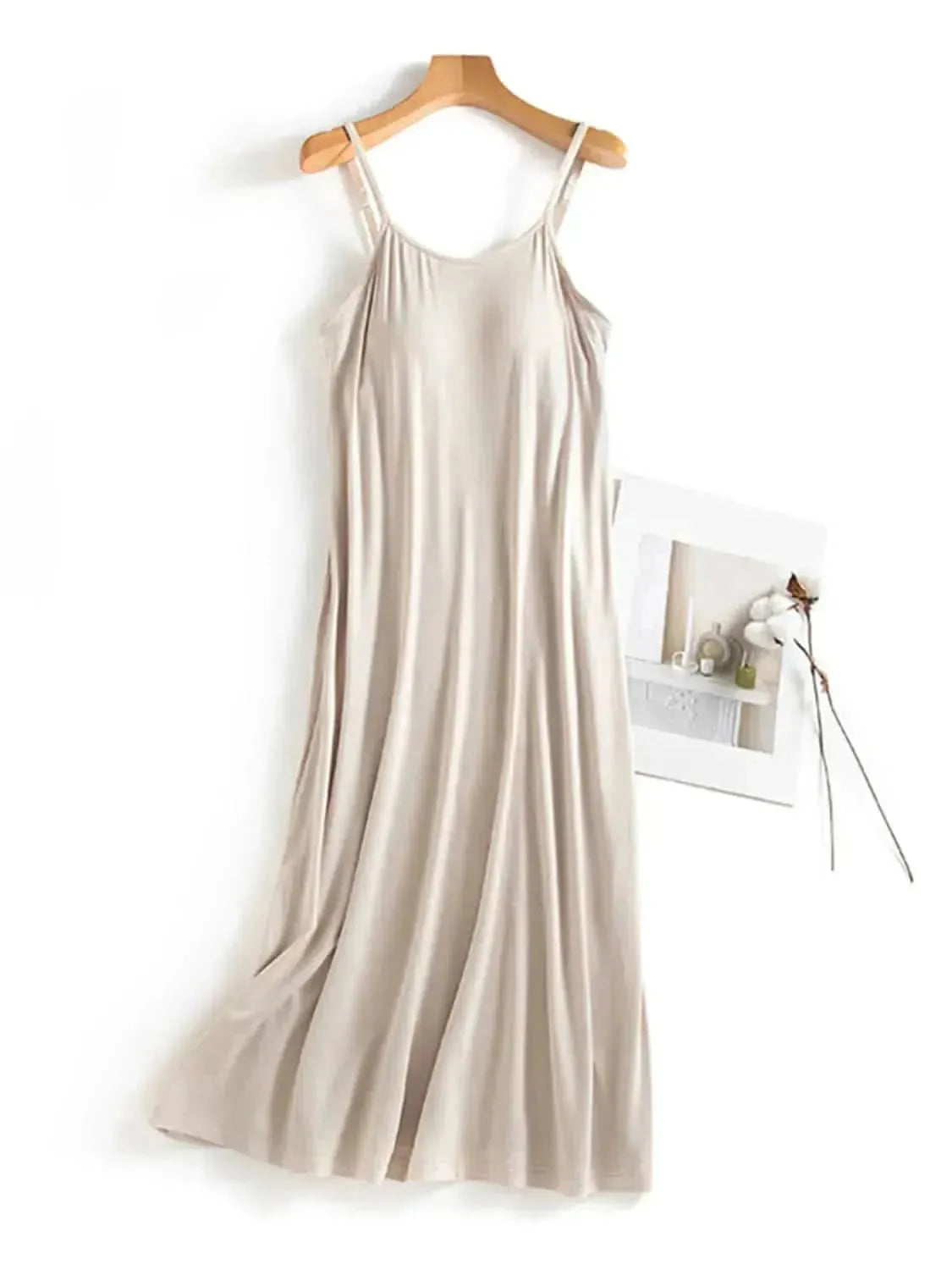 Scoop Neck Midi Cami Dress with Bra - Bad Moms Club