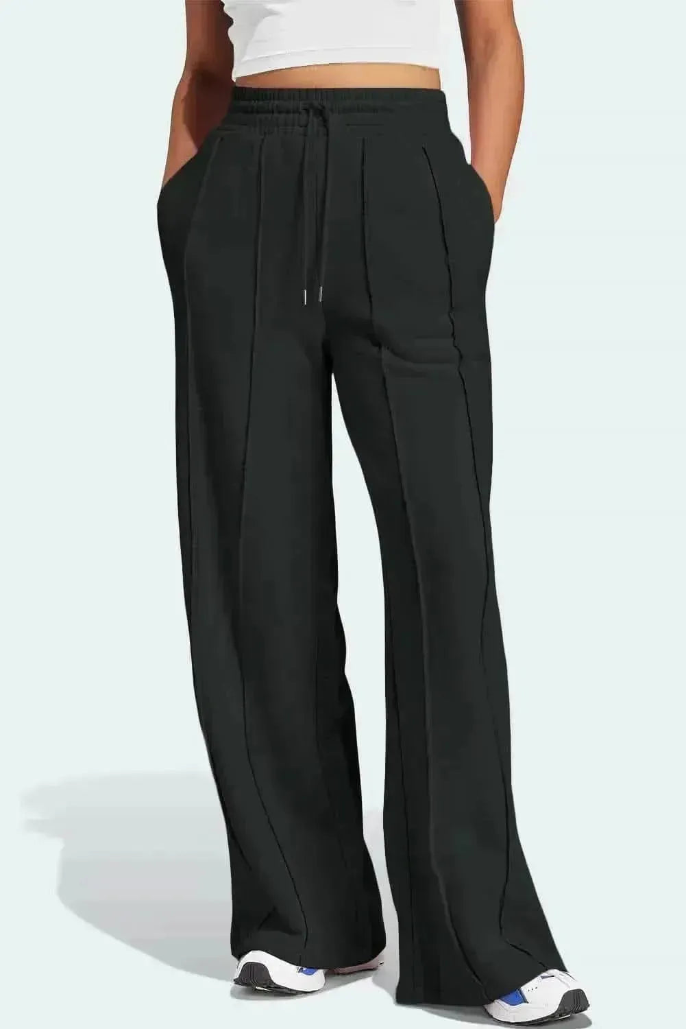 Drawstring Wide Leg Active Pants - Bad Moms Club