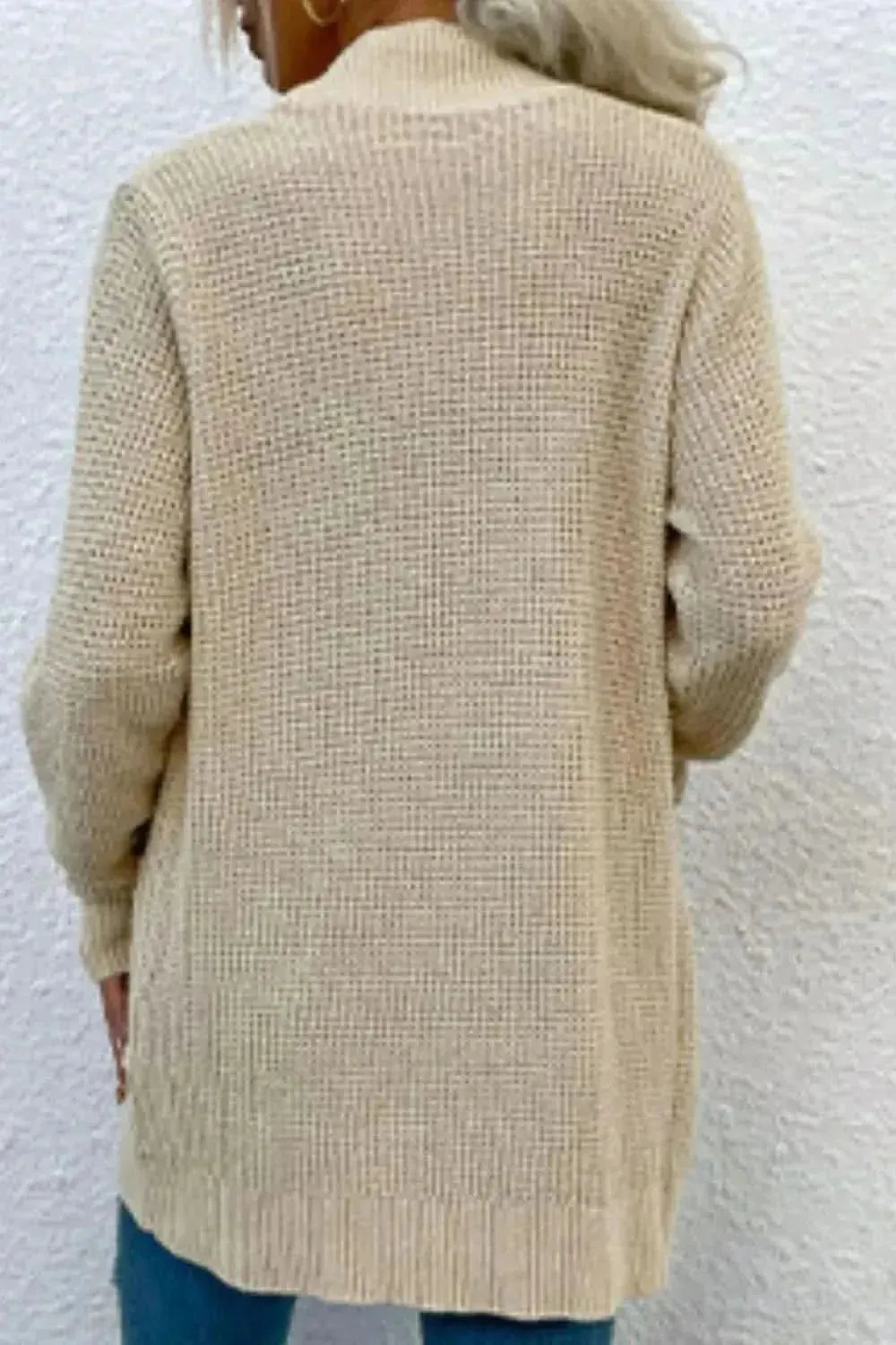 Open Front Rib-Knit Cardigan with Pockets - Bad Moms Club