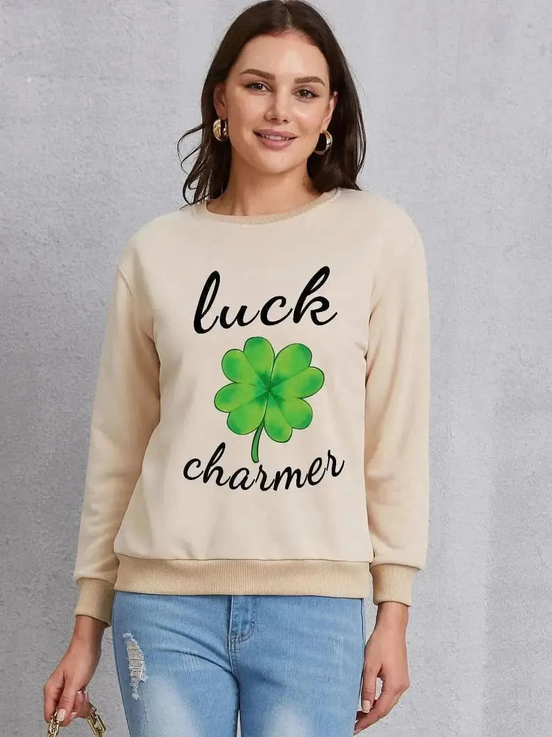 LUCK CHARMER Round Neck Sweatshirt - Bad Moms Club