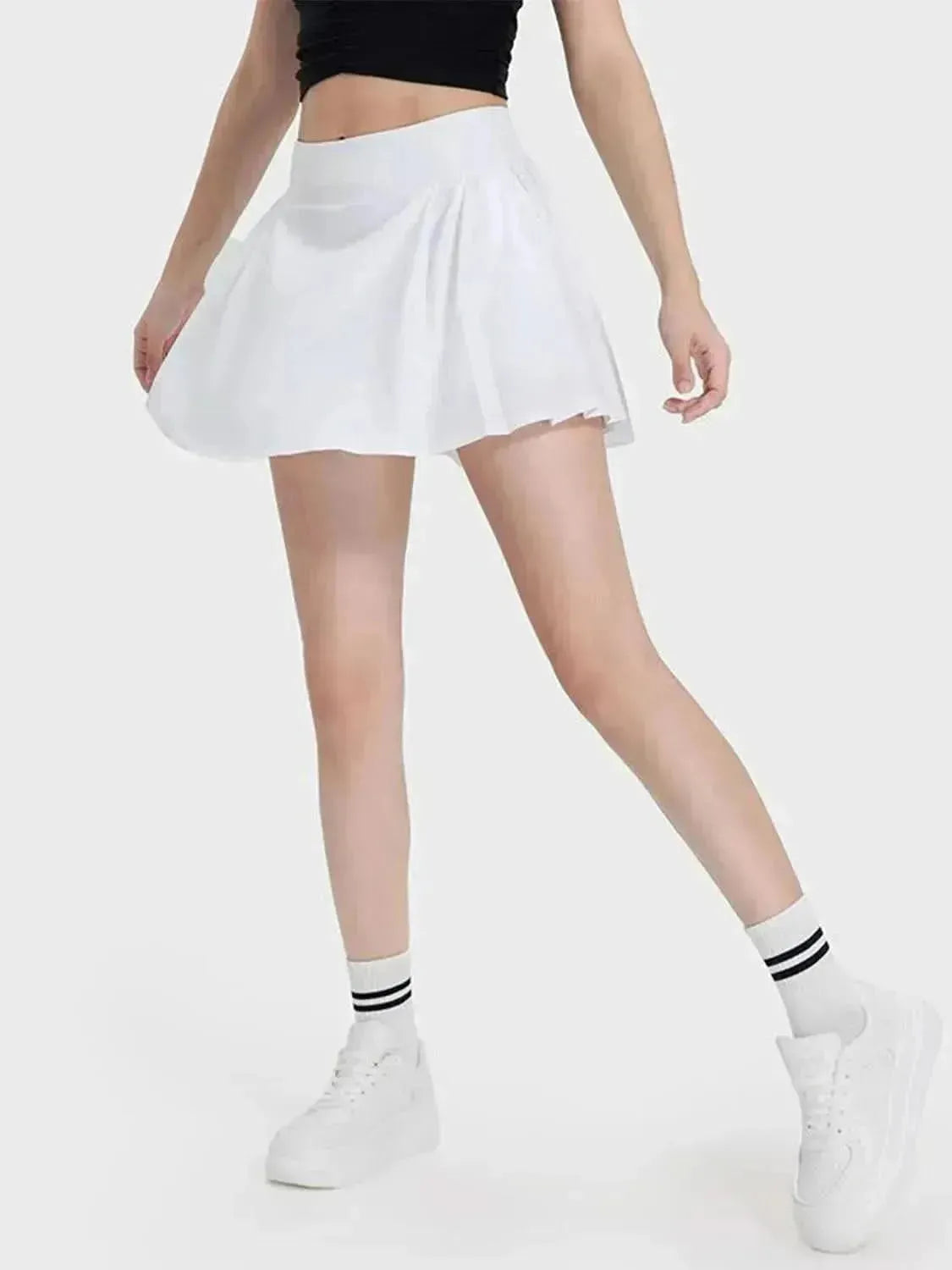 Pleated Detail Mid-Rise Waist Active Skirt - Bad Moms Club