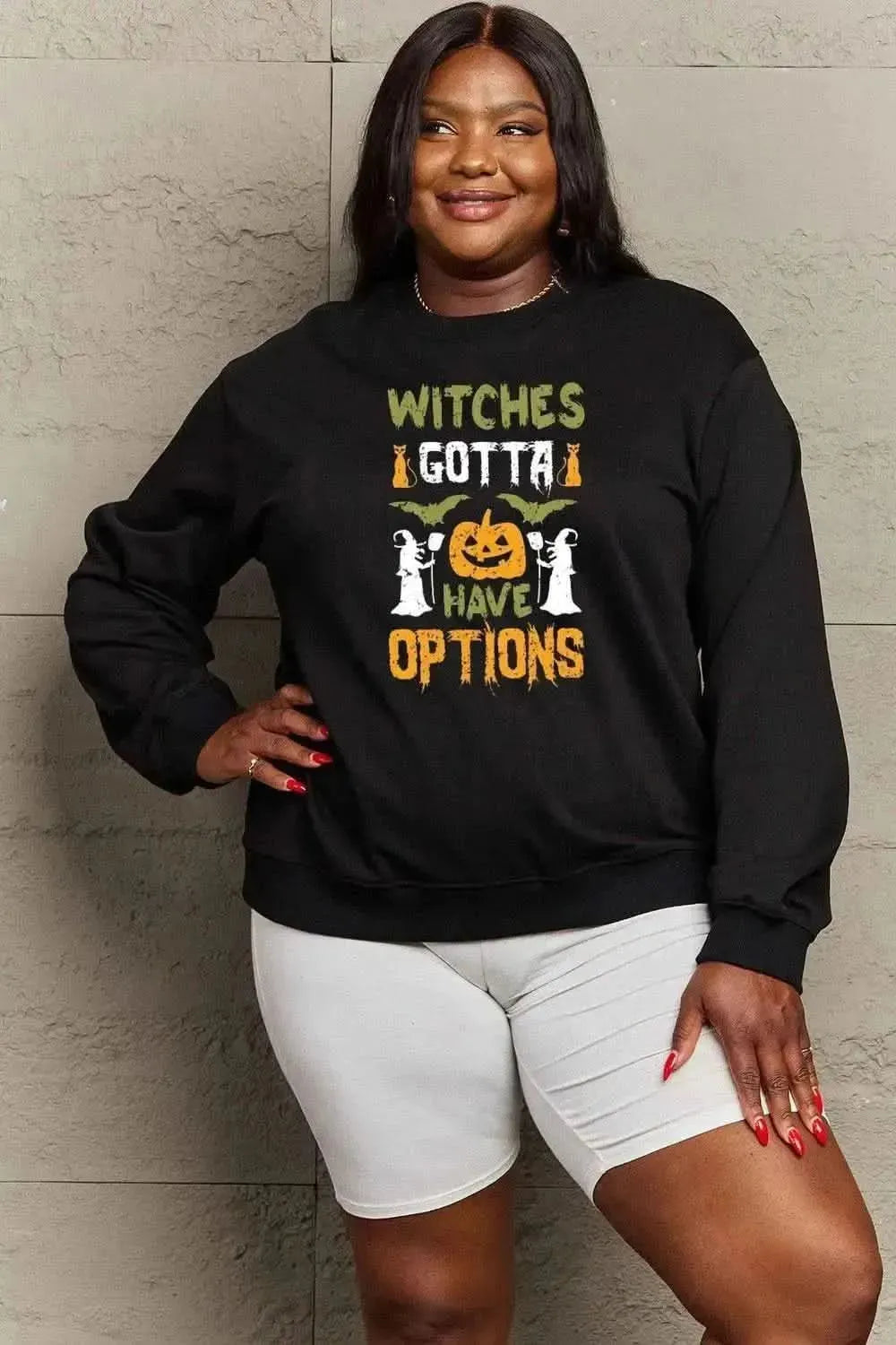 Simply Love Full Size Graphic Drop Shoulder Sweatshirt - Bad Moms Club