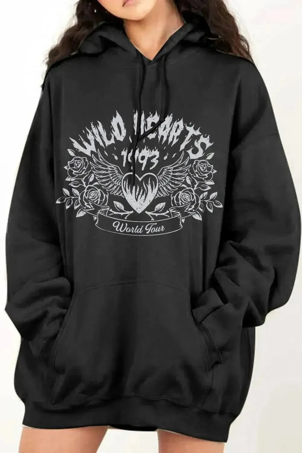 Simply Love Simply Love Full Size WILD HEARTS 1993 WORLD TOUR Graphic Hoodie - Bad Moms Club