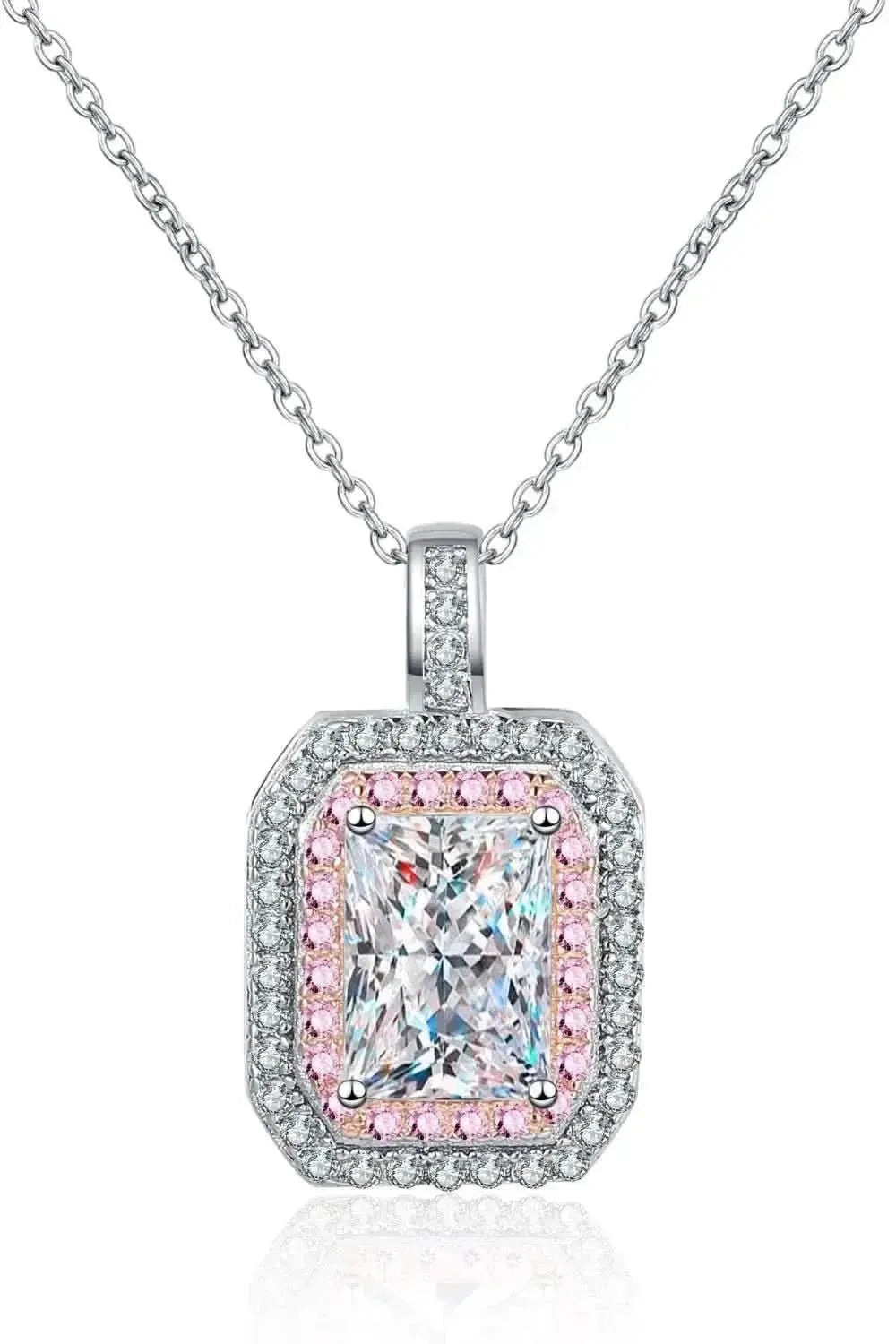 1 Carat Moissanite Geometric Pendant Chain Necklace - Bad Moms Club