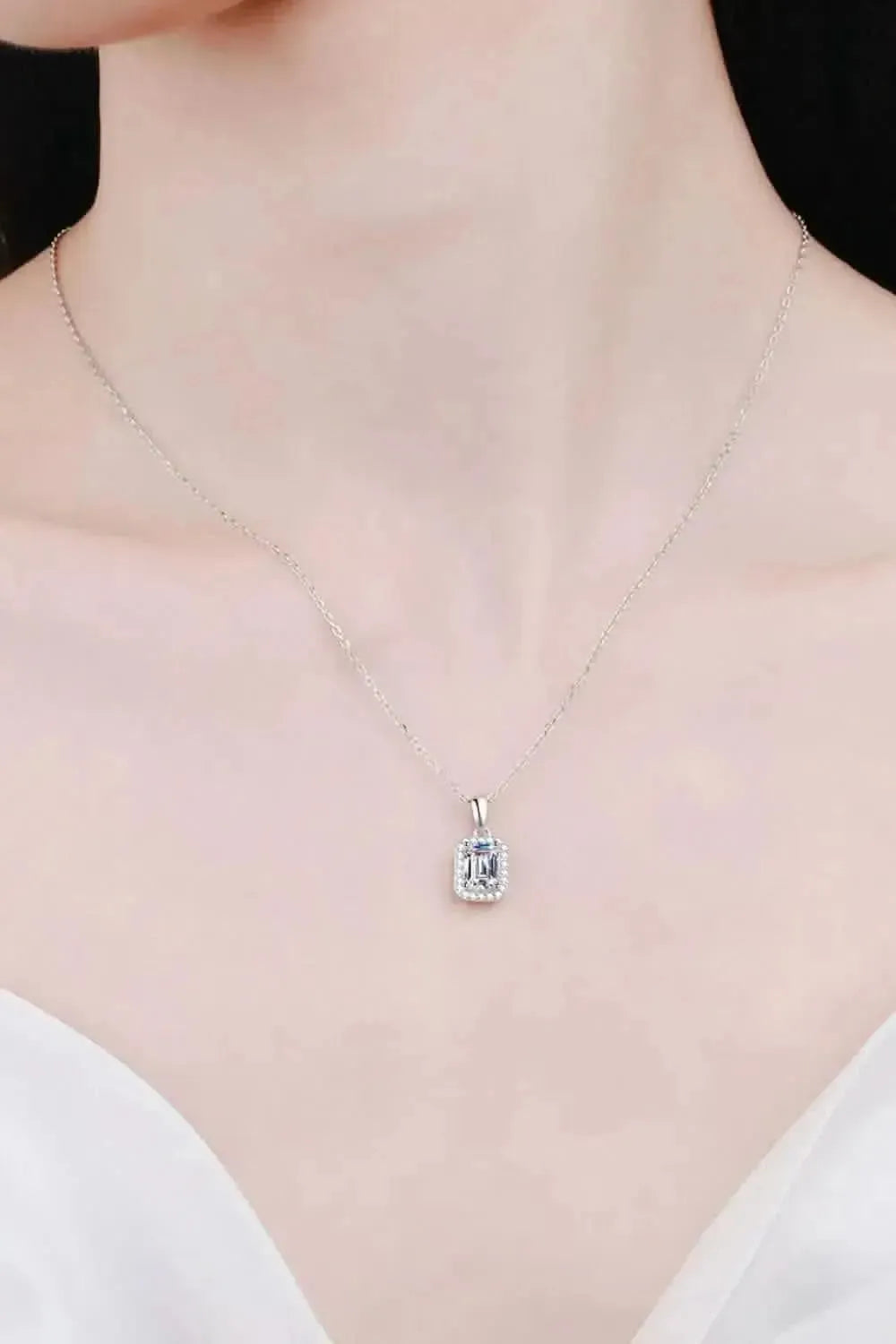 Square Moissanite Pendant Chain Necklace - Bad Moms Club