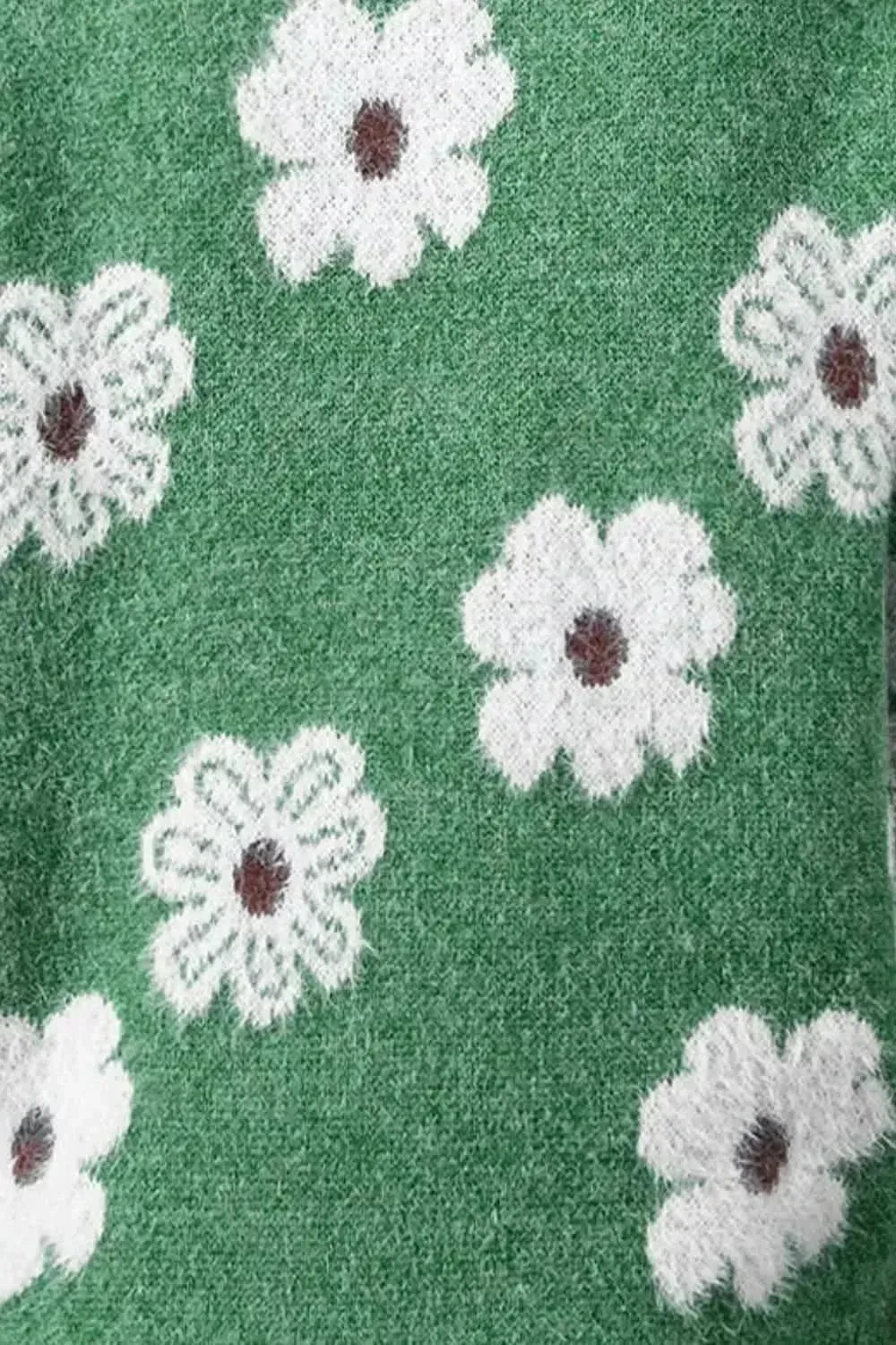 Flower Half Zip Long Sleeve Sweater - Bad Moms Club