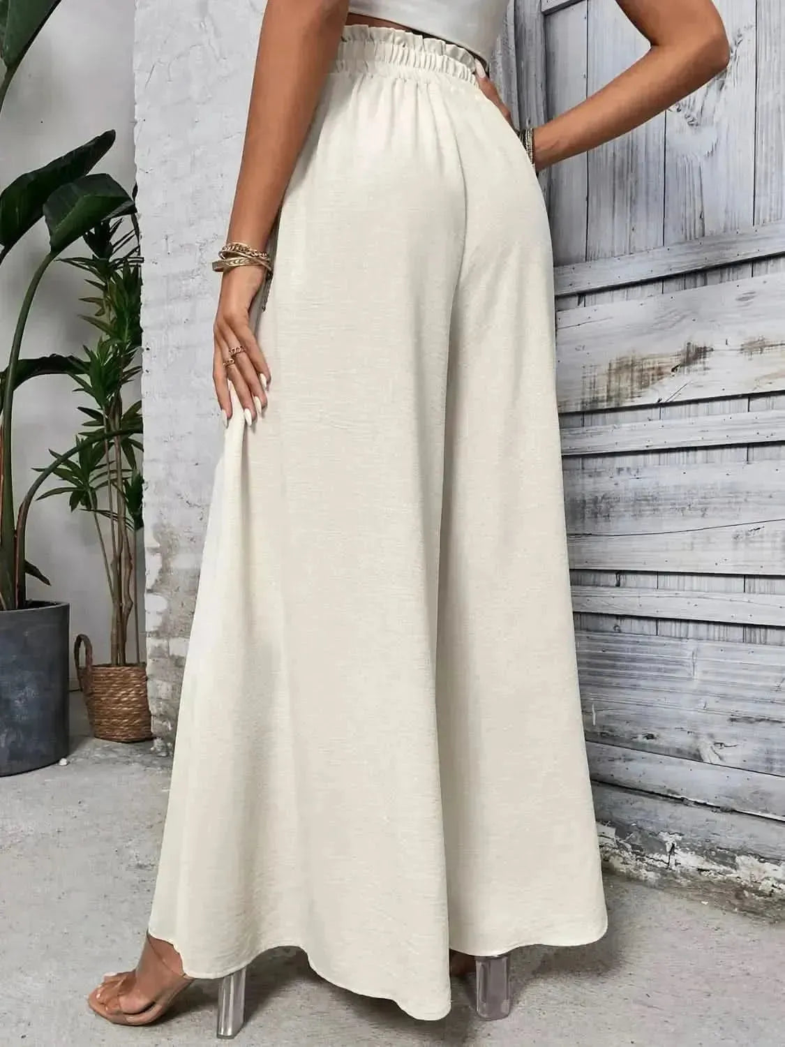 Honey Tied High Waist Wide Leg Pants - Bad Moms Club