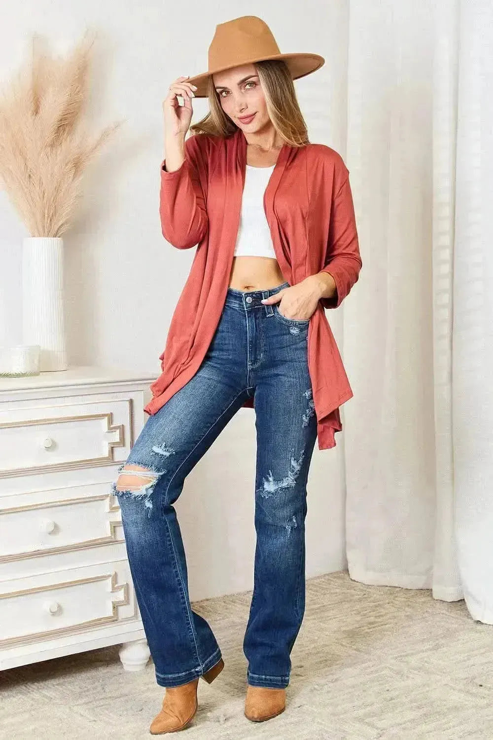 Culture Code Full Size Open Front Cardigan - Bad Moms Club