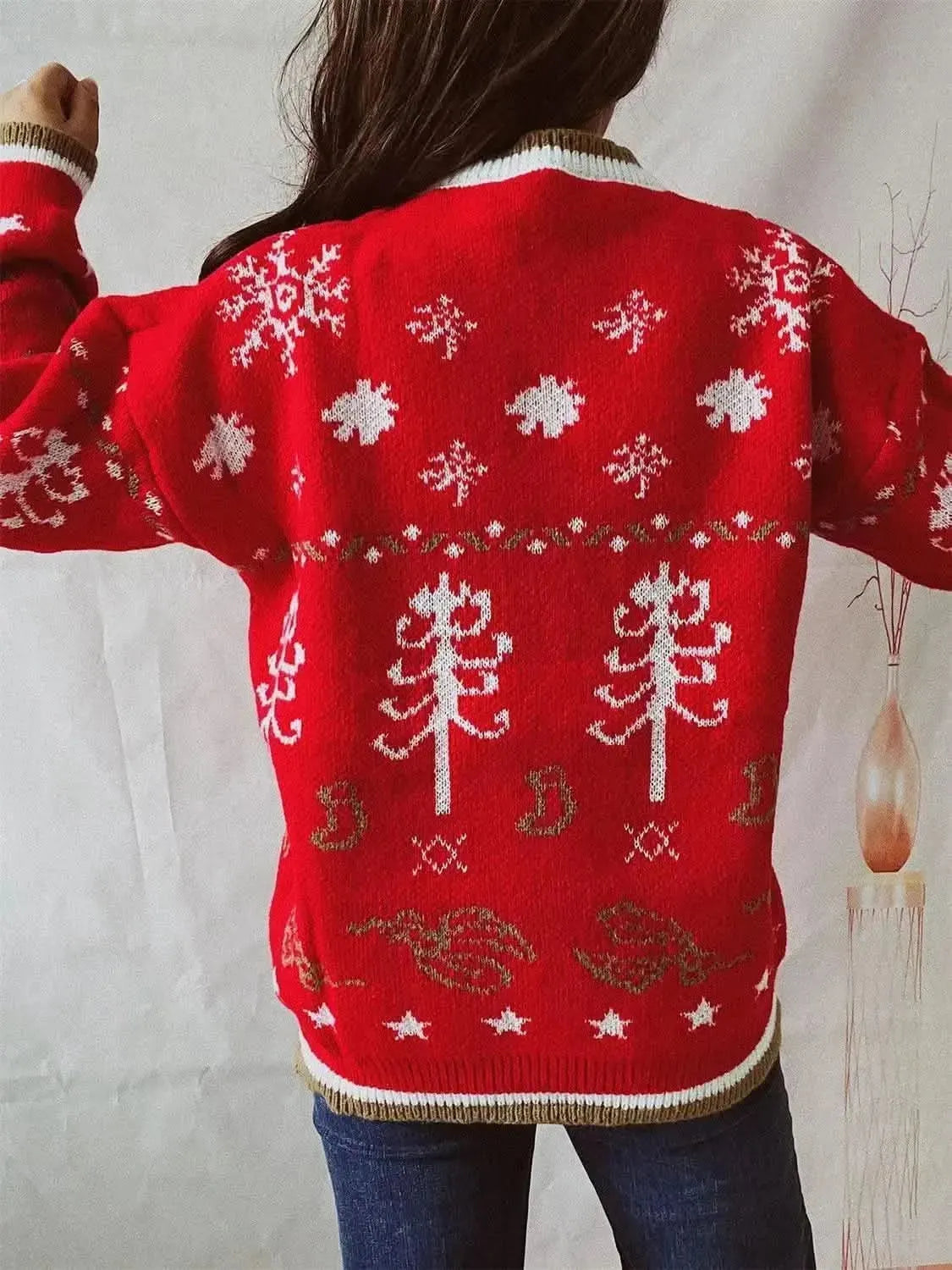 HAPPY Round Neck Long Sleeve Sweater - Bad Moms Club