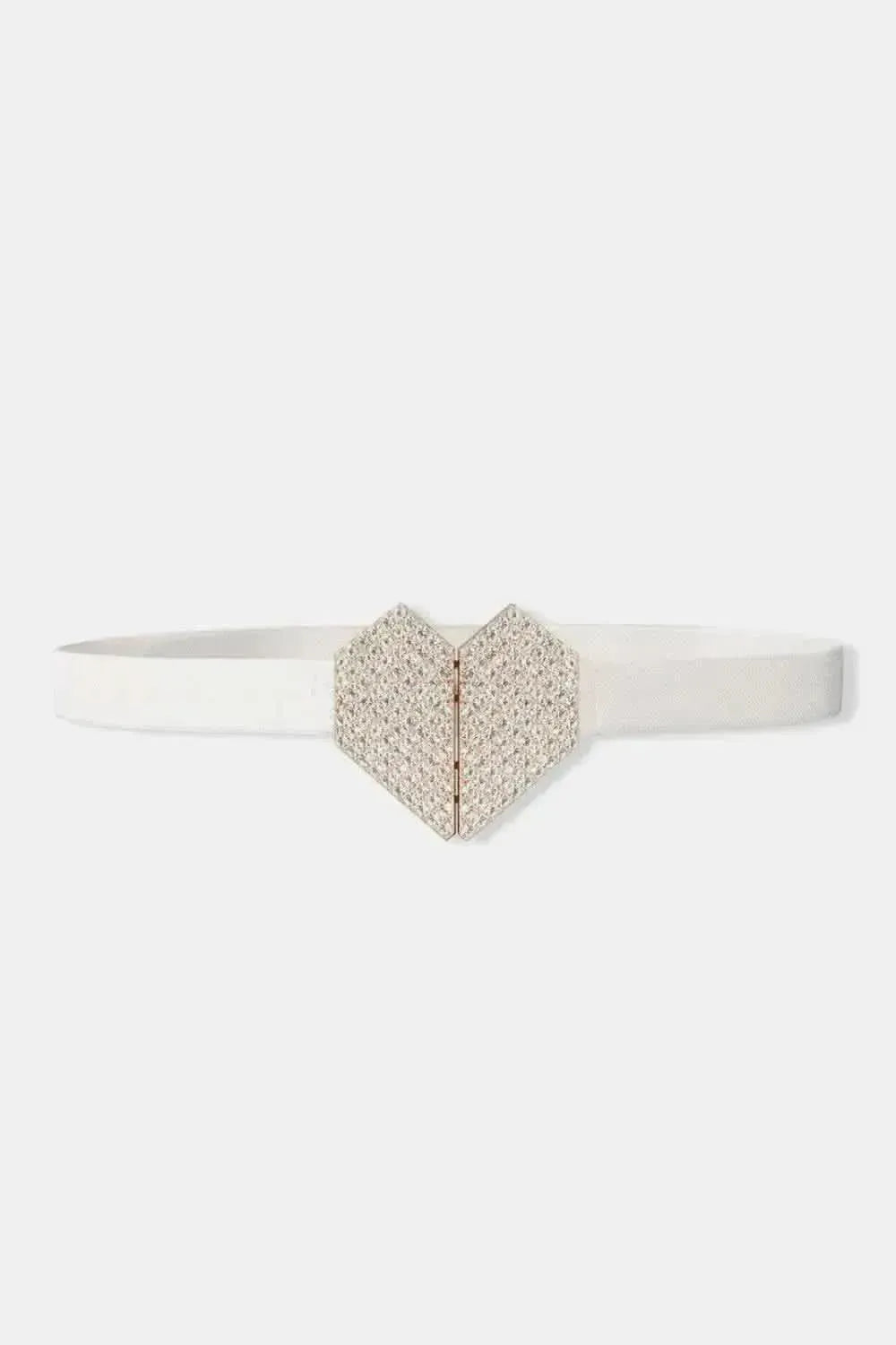Rhinestone Heart Buckle Elastic Belt - Bad Moms Club