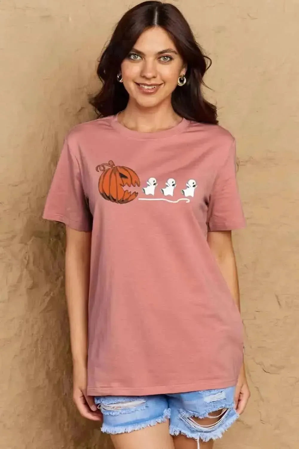 Simply Love Full Size Jack-O'-Lantern Graphic Cotton T-Shirt - Bad Moms Club