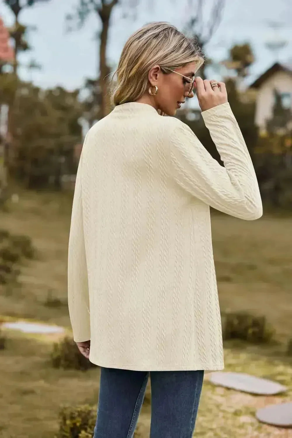 Open Front Long Sleeve Cardigan - Bad Moms Club