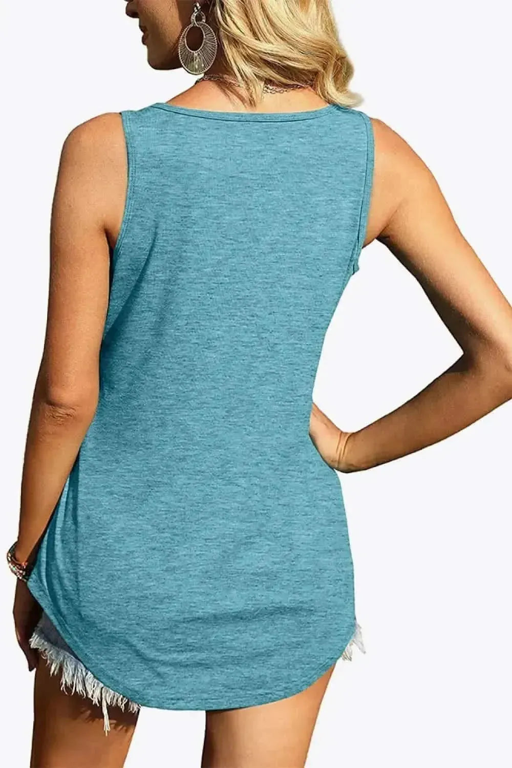 Curved Hem Square Neck Tank - Bad Moms Club