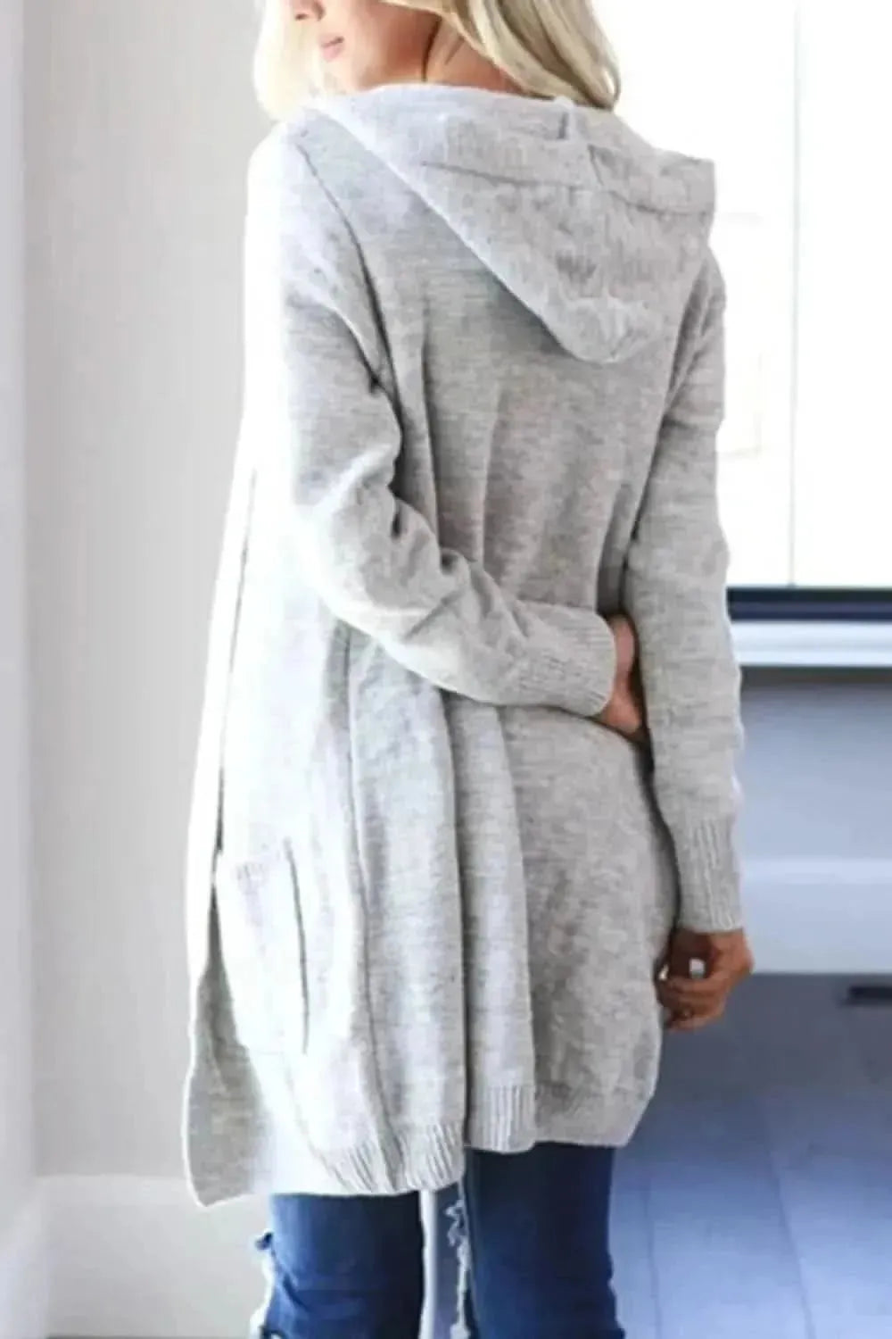 Heathered Open Front Cardigan with Pockets - Bad Moms Club