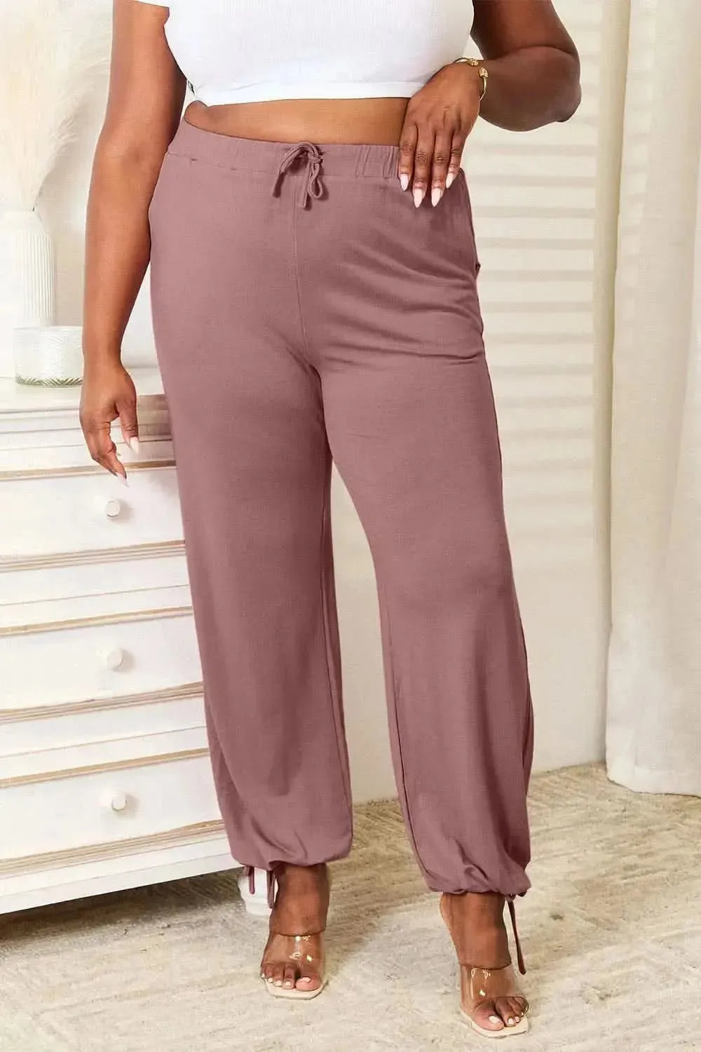 Basic Bae Full Size Soft Rayon Drawstring Waist Pants with Pockets - Bad Moms Club