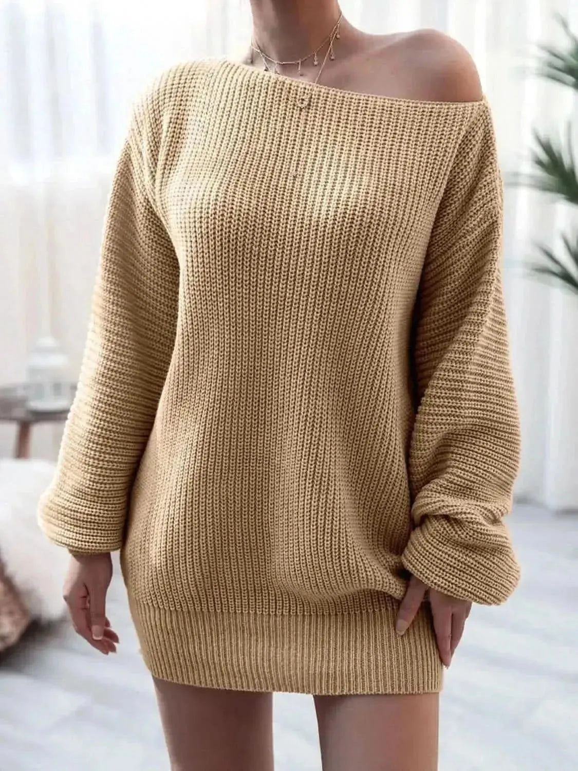 Rib-Knit Mini Sweater Dress - Bad Moms Club