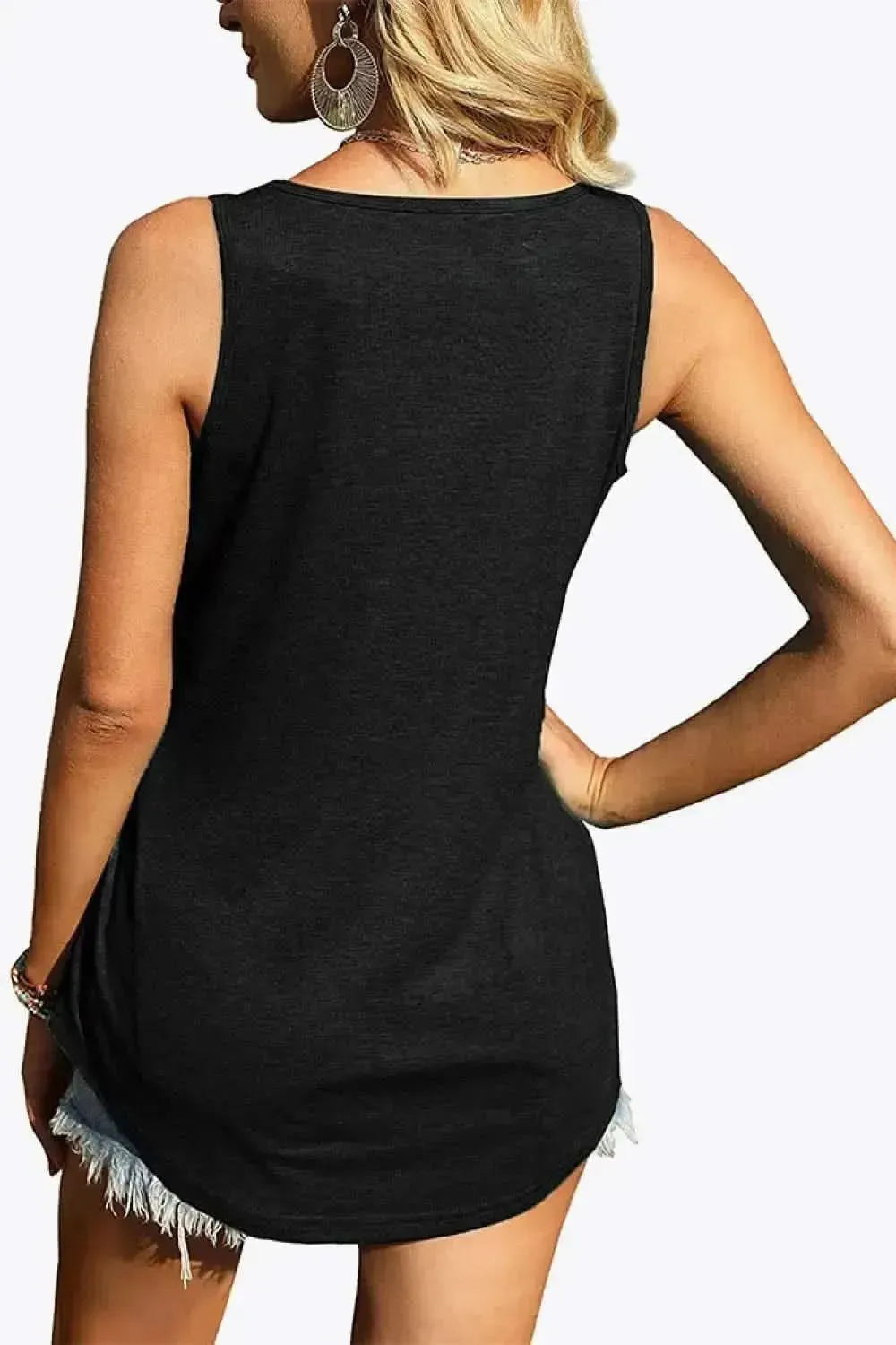 Curved Hem Square Neck Tank - Bad Moms Club