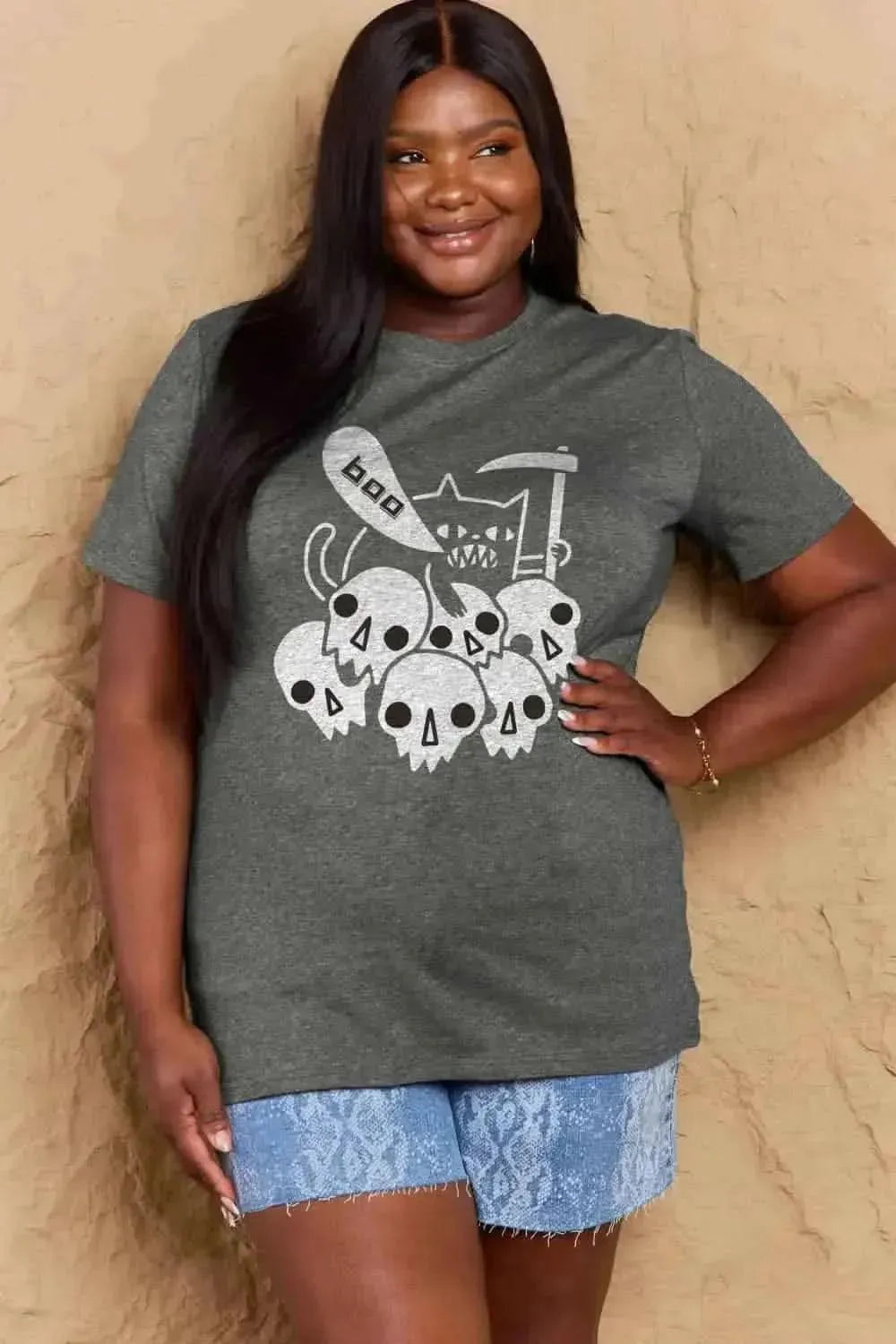 Simply Love Full Size Graphic BOO Cotton T-Shirt - Bad Moms Club
