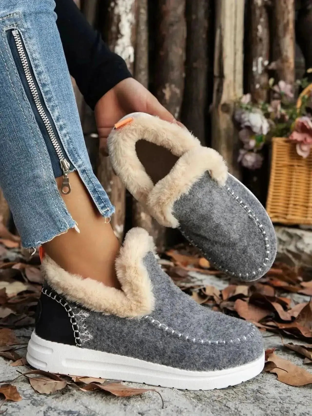 Furry Suede Round Toe Flat Sneakers - Bad Moms Club
