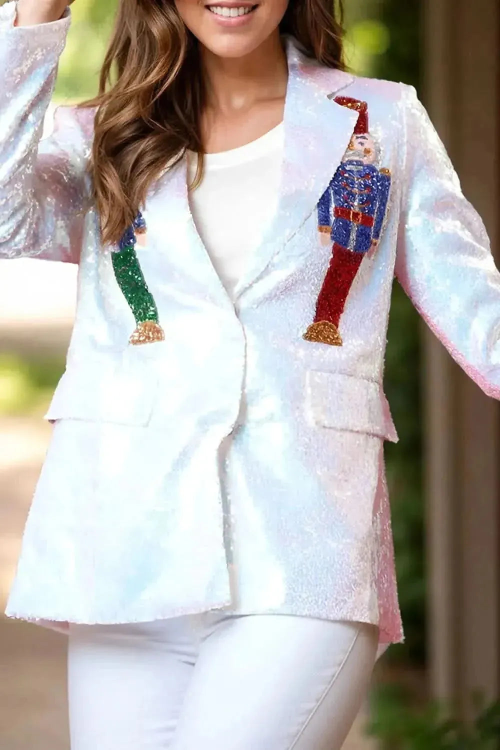 Sequin Nutcracker Long Sleeve Blazer - Bad Moms Club