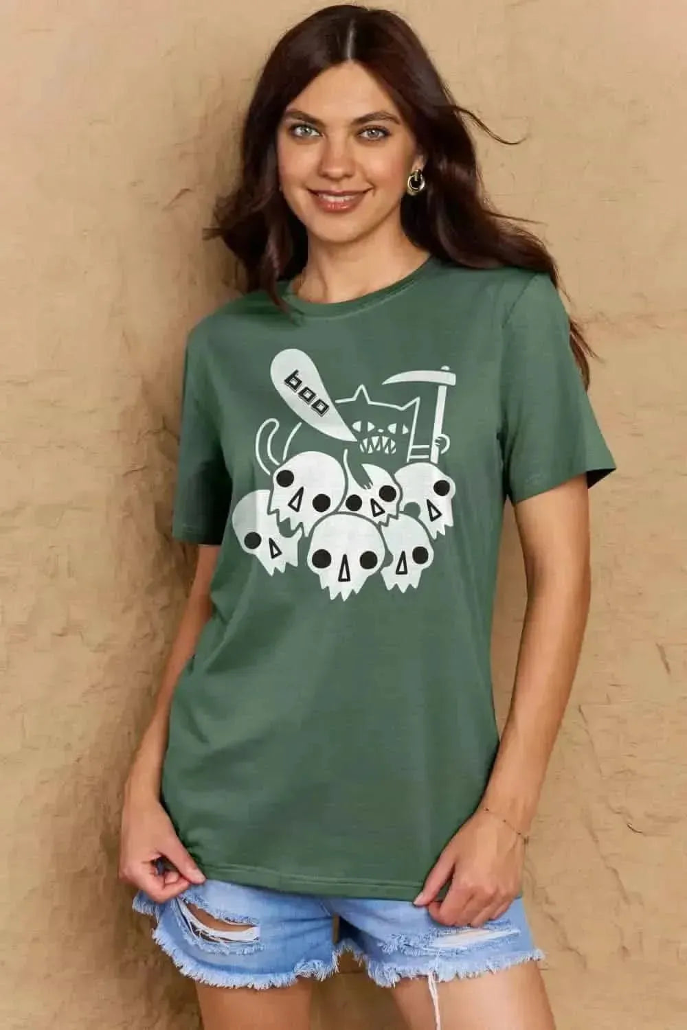 Simply Love Full Size Graphic BOO Cotton T-Shirt - Bad Moms Club