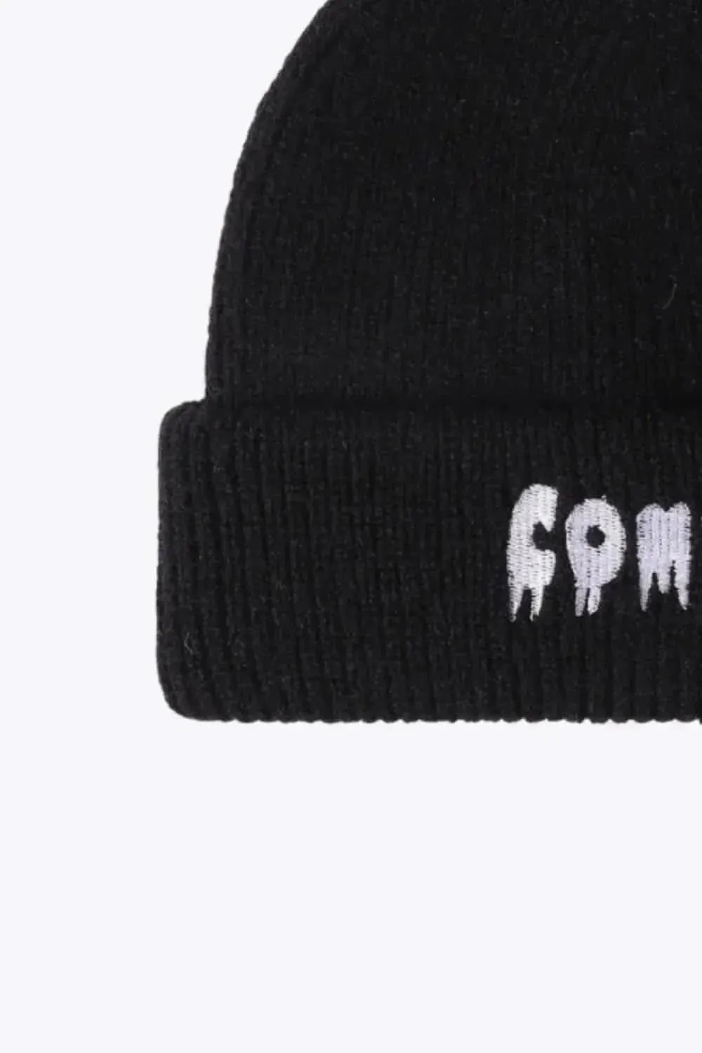 COME ON Embroidered Cuff Knit Beanie - Bad Moms Club