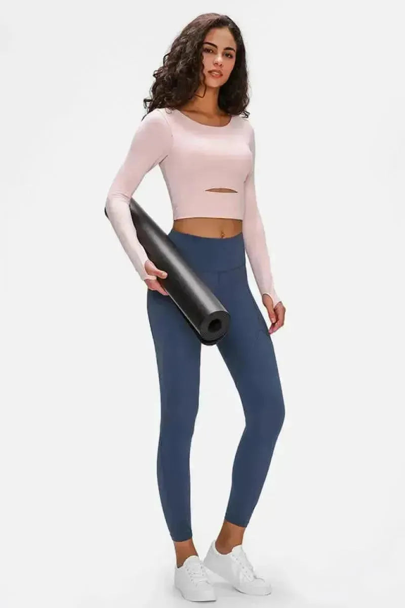 Long Sleeve Cropped Top With Sports Strap - Bad Moms Club